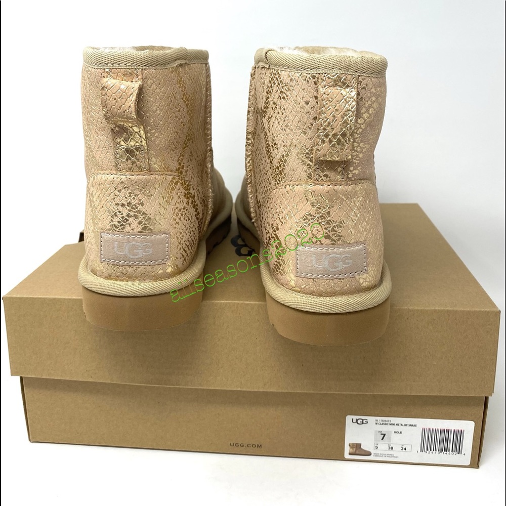 UGG Classic Mini Women’s Boots Metallic Shake Gold - Picture 10 of 11